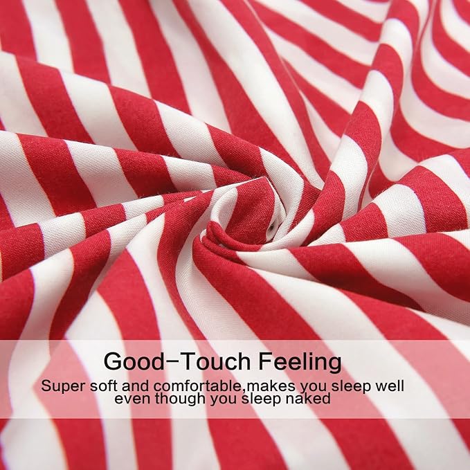 Best Season Ticking Stripe Sheet Set,3 Piece Twin Size Microfiber Bedding,Burgundy Red and White Pinstripe Patterned,Deep Pocket