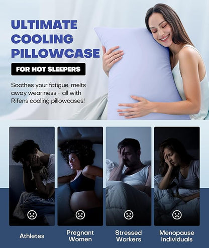 Ice Cooling Pillowcase for Hot Sleepers, Instantly Cool, Stays Cold All Night, Softer Than Silk Pillow Cases, Pillow Covers with Invisible Zipper, Gift for Men & Women - King Size, Purple (1 Pack)