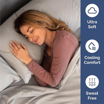 Cal King 6 Piece Sheet Set - Comfy Breathable & Cooling - Soft Hotel Luxury Bedding Set with 8-16 Inch Deep Pockets - 1 Flat & 1 Fitted Sheet & 4 Pillowcases - Wrinkle Free & Easy Care - Light Grey