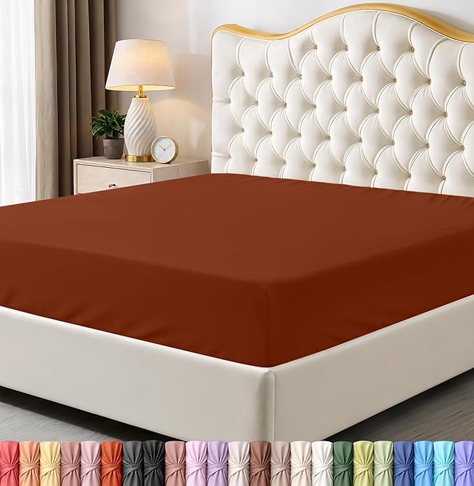Utopia Bedding Queen Fitted Sheet - Bottom Sheet - Deep Pocket - Soft Microfiber - Shrinkage and Fade Resistant-Easy Care -1 Fitted Sheet Only (Orange)