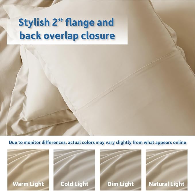 Nestl Twin Duvet Cover Set - Soft Double Brushed Beige Cream Duvet and Pillow, Twin/Twin XL, 2 Piece, Button Closure, 68x90 inches