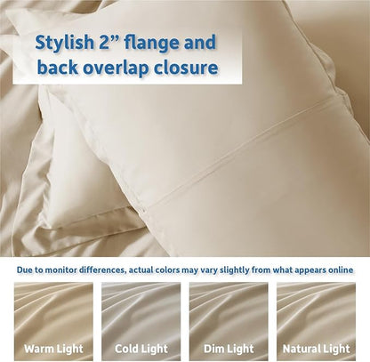 Nestl Beige Cream Duvet Cover Full Size - Soft Double Brushed Full Size Duvet Cover Set, 3 Piece, with Button Closure, 1 Duvet Cover 80x90 inches and 2 Pillow Shams