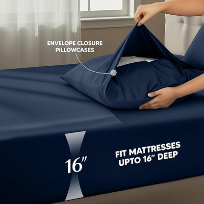 Utopia Bedding Twin Sheet Set – 3 Piece Bed Sheets for Twin Size Bed, Soft and Breathable Microfiber, Includes 1 Fitted Sheet, 1 Flat Sheet and 1 Pillowcase (Navy Blue)