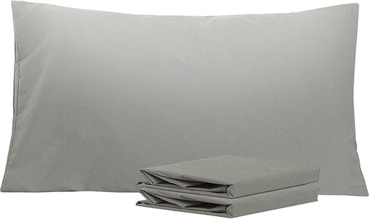 NTBAY King Pillowcase Set - 2 Pack Brushed Microfiber 20x40 Pillowcases - Soft, Wrinkle-Free, Fade-Resistant, Stain-Resistant, Smoke Grey Pillowcases with Envelope Closure - 20x40 Inches, Smoke Grey