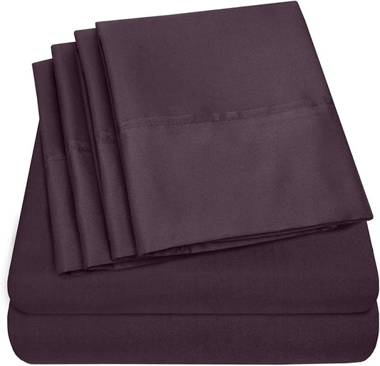 Queen Sheets Purple - 6 Piece 1500 Supreme Collection Fine Brushed Microfiber Deep Pocket Queen Sheet Set Bedding - 2 Extra Pillow Cases, Great Value, Queen, Purple