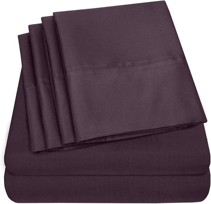King Size Bed Sheets - 6 Piece 1500 Supreme Collection Fine Brushed Microfiber Deep Pocket King Sheet Set Bedding - 2 Extra Pillow Cases, Great Value, King, Purple