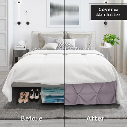 Nestl Dusty Purple Bed Skirt King Size, Pinch Pleat King Bed Skirt, 14" Inch Drop King Bedskirt, Hotel Quality Dusty Purple Bed Skirts, Microfiber Bedskirt for King Bed, Dusty Purple King Bed Skirt