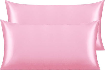 NTBAY 2 Pack Satin King Pillowcases for Hair and Skin, Luxurious and Silky Pillow Cases with Envelope Closure, 20x36 Inches, Pink