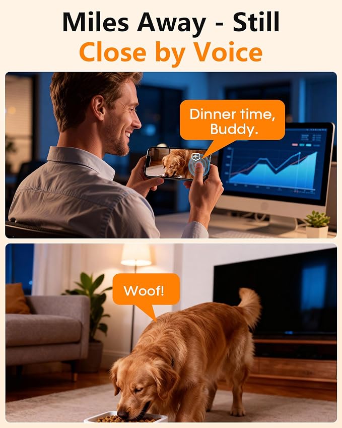 Automatic Dog Feeder, Dog Food Dispenser Automatic, 12L for Large Breed | 20 Days Food Capacity, Anti-Clog 0.78inch Large Kibble, 1080P HD Camera, APP Control for Office Workers