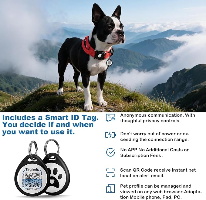 Tactical AirTag Dog Collar Waterproof with QR ID Tag, Military Training Dog Collar with Built-in AirTag Holder, Strong Metal Buckle & Control Handle, GPS Tracking Collar for Medium Dogs (Red, M)