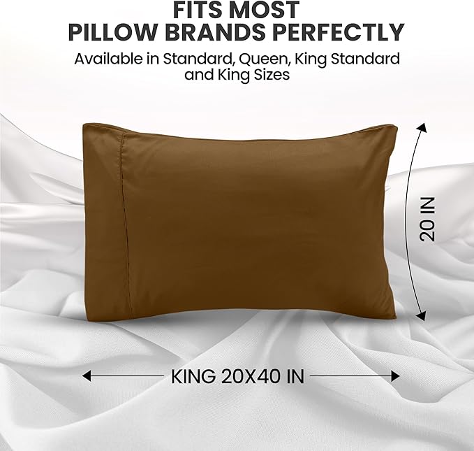 Utopia Bedding King Pillow Cases - 2 Pack - Envelope Closure - Soft Brushed Microfiber Fabric - Shrinkage and Fade Resistant Pillow Covers King Size 20 X 40 Inches (King, Mocha)