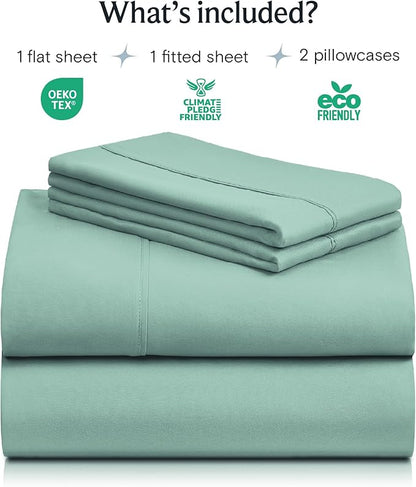 LuxClub 6 PC King Sheet Set, Breathable Luxury Bed Sheets, Deep Pockets 18" Wrinkle Free Cooling Bed Sheets Machine Washable Hotel Bedding Silky Soft - Light Teal King