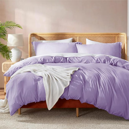 Nestl Lavender Duvet Cover King Size - Soft Double Brushed King Duvet Cover Set, 3 Piece, with Button Closure, 1 Duvet Cover 104x90 inches and 2 Pillow Shams