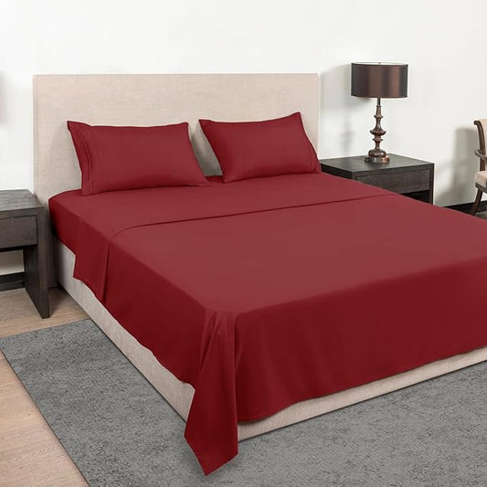 Mejoroom Full Size Sheets - 1800TC Luxury Full Sheets with 16 Inch Deep Pocket - Premium Bedding Collection - Extra Soft, Breathable, Wrinkle, Fade & Stain Resistant - 4 Piece (Full, Burgundy)