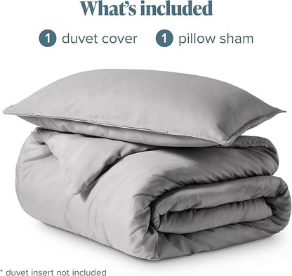Bare Home Bedding Duvet Cover Twin/Twin Extra Long Size - Premium 1800 Super Soft - Lightweight, Cooling Duvet Cover - Soft Breathable Bedding (Twin/Twin XL, Light Grey)