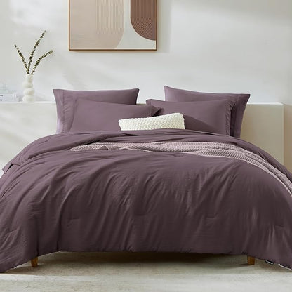 WRENSONGE Super King Plus Comforter Set - 7 Pieces Artic Plum Soft Bed in a Bag Super King Plus with Fitted Sheet, Flat Sheet, 2 Pillow Shams, and 2 Pillowcases- Warm Bedding Sets for All Season