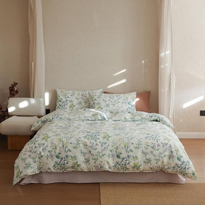 Floral Comforter Twin XL Down Alternative Light Weight Bedding Set Cute Soft Cotton Girls Bedding Comforter Sets Flower Fluffy Boho Cozy Bed Comforter with 2 Pillowcases