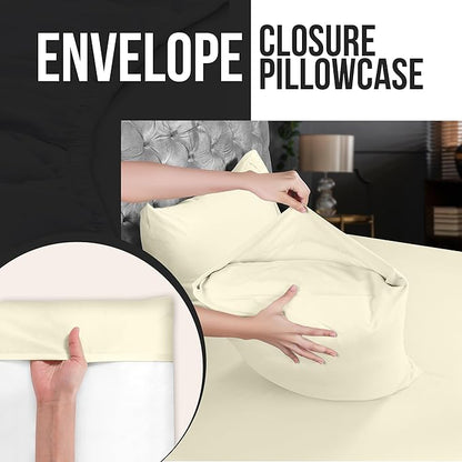 Utopia Bedding Queen Pillowcases - 4 Pack - Envelope Closure - Soft Brushed Microfiber Fabric - Shrinkage and Fade Resistant Pillow Covers Queen Size 20 X 30 Inches (Queen, Ivory)