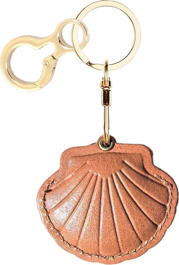 Leather Keychain Holder Case Compatible with AirTag,Cute Protective Bright Cover with Keyring,Anti-Scratch Finder GPS Tracker Case for Wallet Keys,Bag,Pets,Backpack(Brown)