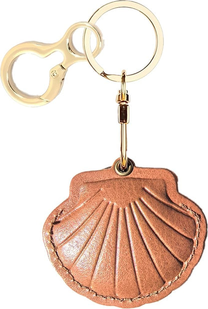 Leather Keychain Holder Case Compatible with AirTag,Cute Protective Bright Cover with Keyring,Anti-Scratch Finder GPS Tracker Case for Wallet Keys,Bag,Pets,Backpack(Brown)