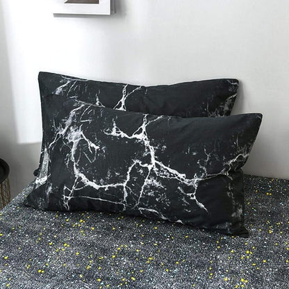 Cottonight Black Marble Comforter Set Queen Marble Bedding Set Black and White Abstract Modern Blanket Quilts Marble Texture Comforter Black Bedding Set for Men Women Adults Kids