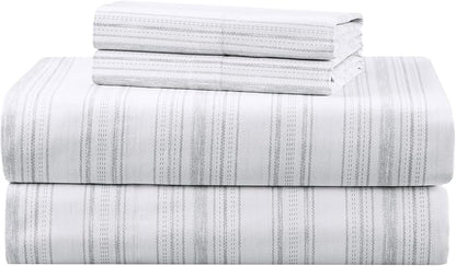 Comfort Spaces 100% Cotton Sheets Twin, Breathable, Naturally Cool Cotton Sheets, Soft Cotton Bed Sheets with 12" Elastic Pocket Fits up to 14" Mattress, All Seasons Sheet Set, Good Vibes Grey 3 Piece