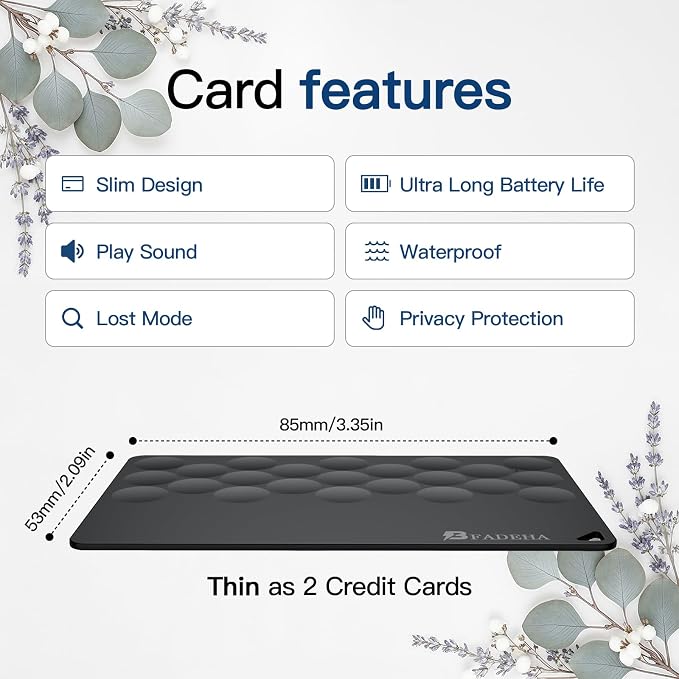 2026 Apple MFi Certified Wallet Tracker Smart Card for Find My iPhone Ultra Thin Air Tracker Tag for Travel, 5 Years+ Staying Power, IP69 Waterproof, Key Finder & Item Locator for Keys, Bags, Passport