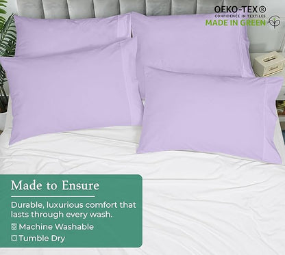 Royale Linens King Pillowcase Set of 2 - Bed Pillow Cover - 20" x 40" - Pillowcases - 1800 Brushed Microfiber, Wrinkle & Fade Resistant - Soft & Cozy- King Size Pillow Case (Lavender)