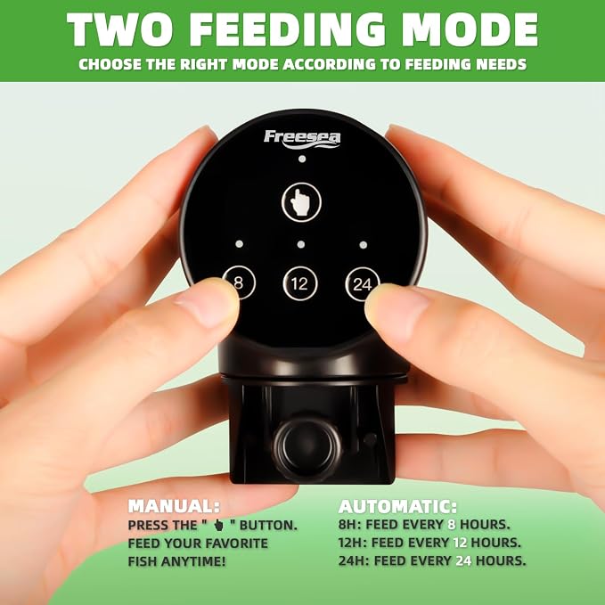 FREESEA Automatic Fish Feeder for Aquarium: 200ml Vacation Dispenser | USB Rechargeable Vacation Food Dispenser with Timer for Betta Turtle Tank