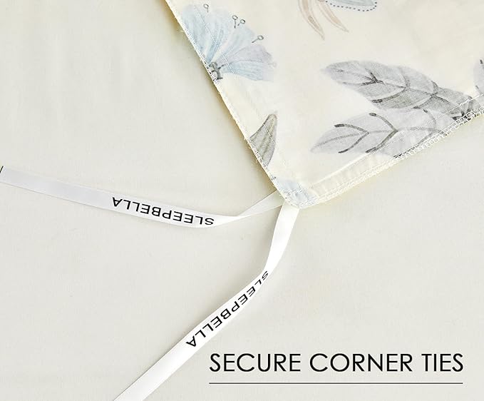 King Size Duvet Cover Set with Button Closure - Blue and Yellow Botanical Luxury Bedding for a Comfortable Sleeping
