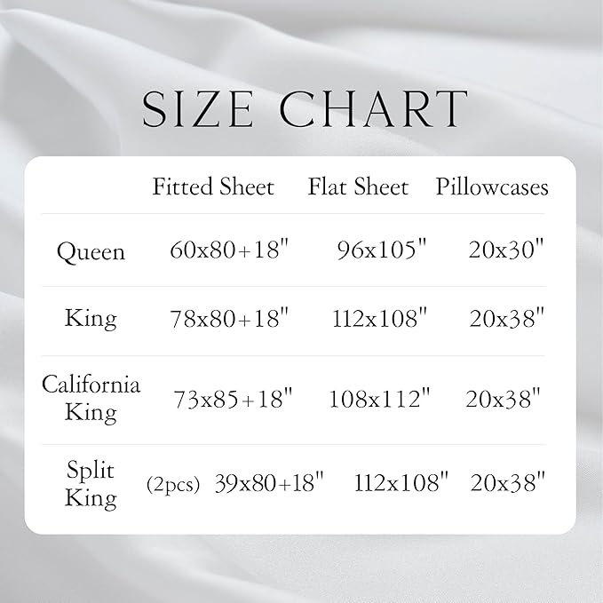 KARISSA MAE Cooling Bamboo Viscose Split King Sheet Set | 100% FSC Certified | 18” Deep Pocket | Silky, Soft, & Hypoallergenic | with Organizer Band & Elastic Corner Straps [Grey Mist]