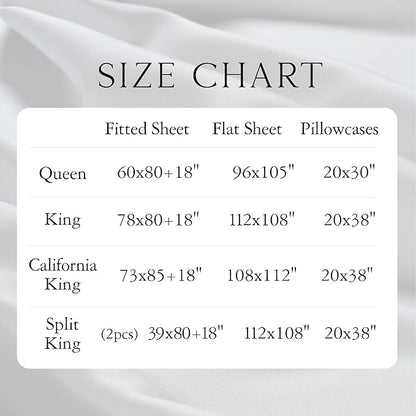 KARISSA MAE Cooling Bamboo Viscose Split King Sheet Set | 100% FSC Certified | 18” Deep Pocket | Silky, Soft, & Hypoallergenic | with Organizer Band & Elastic Corner Straps [Grey Mist]