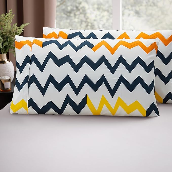 Elegant Comfort Luxury Ultra-Soft 2-Piece Pillowcase Set - 1500 Premium Hotel Quality Microfiber Double Brushed - Wrinkle Resistant, King Size, Chevron Pattern Colorful