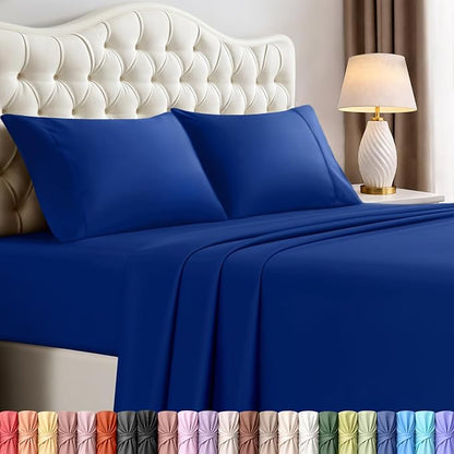 Utopia Bedding California King Size Sheet Set – 4 Piece Bed Sheets, Soft and Breathable Microfiber, Includes 1 Fitted Sheet, 1 Flat Sheet and 2 Pillowcases – Oeko Tex (Royal Blue)
