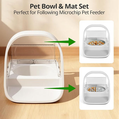 Slow Feeder Bowl for Automatic Microchip Cat Pet Feeder, Helps Prevent Bloat & Improve Digestion, Easy to Clean, Slow Feeder Bowls & Mat