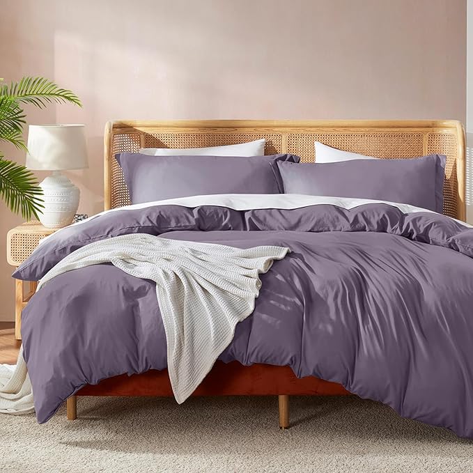Nestl Twin Duvet Cover Set - Soft Double Brushed Grayish Purple Duvet Cover Twin/Twin XL, 2 Piece, with Button Closure, 1 Duvet Cover 68x90 inches and 1 Pillow Sham