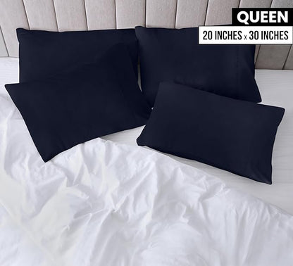 Utopia Bedding Queen Pillow Cases - 4 Pack - Envelope Closure - Soft Brushed Microfiber Fabric - Shrinkage and Fade Resistant Pillow Covers Queen Size 20 X 30 Inches (Queen, Navy)