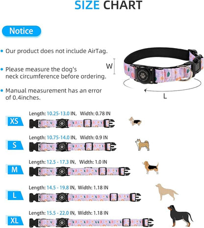 Upgrade Dog Collar with AirTag Holder, IP68 Waterproof, Lavender Garden, L | Built-in Water Resistant AirTag holder, 1000D Nylon, Reflective Stitching for Night Visibility, Soft padding for Comfort