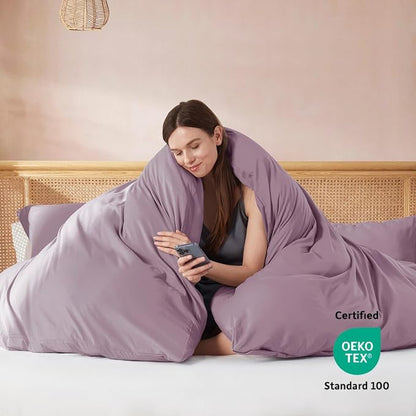Nestl Twin Duvet Cover Set - Soft Double Brushed Dusty Purple Duvet Cover Twin XL, 2 Piece, with Button Closure, 1 Duvet Cover 68x90 inches and 1 Pillow Sham