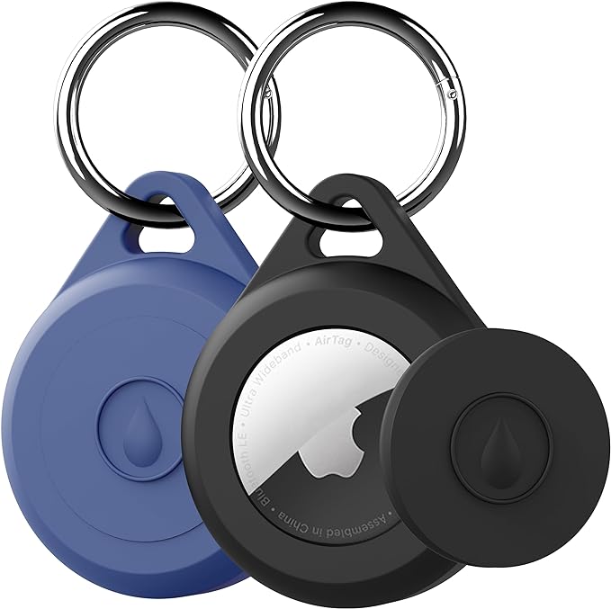 for Air tag Keychain Holder Case for Apple Air tag 1st & 2nd Generation, 2 Pack of IPX8 Waterproof, Fully Shockproof, Anti Scratch for Air tag Holder Case for Key, Kid, Bag, Luggage, Pets Collar