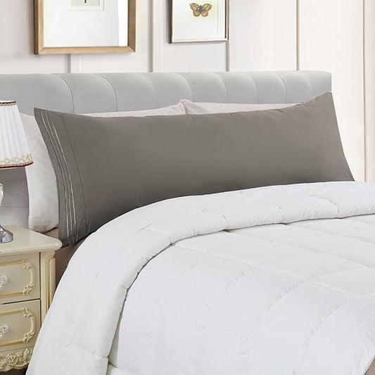 Elegant Comfort Luxury Ultra-Soft 1-Piece Body Pillowcase - 1500 Premium Hotel Quality Microfiber Double Brushed - Wrinkle Resistant, Body Pillowcase Size, Grey