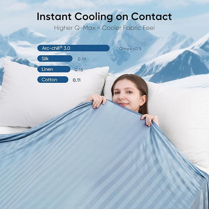 Elegear Revolutionary Cooling Blanket Twin, Absorbs Heat to Keep Body Cool for Night Sweats, Double Sided Arc-Chill3.0 Cooling Fiber Q-Max>0.5, Lightweight Summer Cold Blankets for Sleeping 59“ x 79”