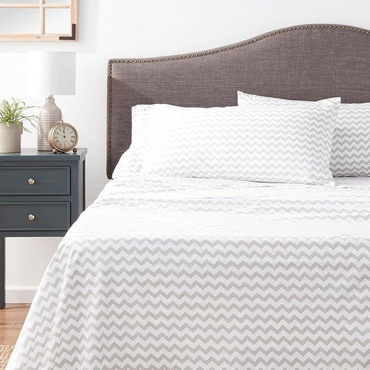 Queen Size Bed Sheets - Breathable Luxury Sheets with Full Elastic & Secure Corner Straps Built In - 1800 Supreme Collection Extra Soft Deep Pocket Bedding Set, Sheet Set, Queen, Chevron Gray
