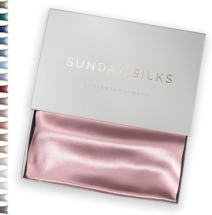 SUNDAYSILKS™ 100% Mulberry Silk Pillowcase, Silk Pillow Cases for Hair & Skin, Superior to Satin Pillowcase, with Zipper, Standard, Queen, King Sizes, Anti-Wrinkle, Cooling, Non-Slip Silk Pillowcases