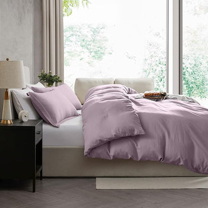 Nestl Dusty Purple California King Duvet Cover Sets - Soft Prewashed Cal King Duvet Cover, 3 Piece, with Zipper Closure, 1 Duvet Cover 104x98 inches and 2 Pillow Shams