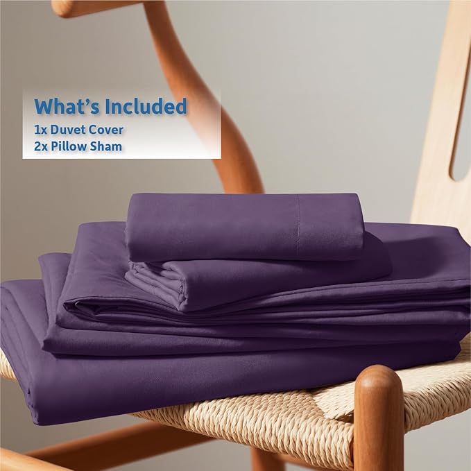 Nestl Purple Duvet Cover Queen Size - Soft Double Brushed Queen Duvet Cover Set, 3 Piece, with Button Closure, 1 Duvet Cover 90x90 inches and 2 Pillow Shams