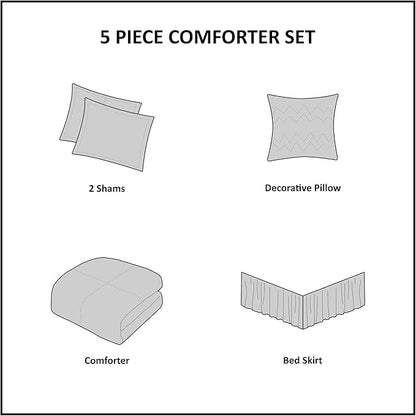 Comfort Spaces Enya Comforter Set-Modern Floral Design All Season Down Alternative Bedding, Matching Shams, Bedskirt, Decorative Pillows, Queen(90"x90"), Yellow