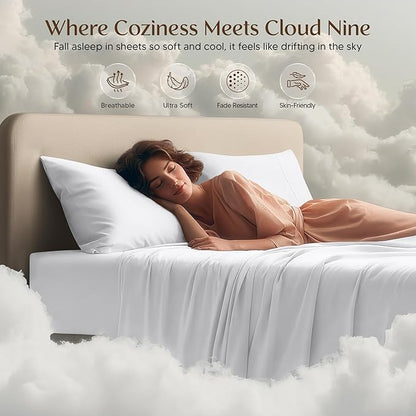 Utopia Bedding Full Sheet Set 4 Piece Bed Sheets for Full Size Bed, Hotel Luxury, Extra Soft, Cooling Bed Sheets - Wrinkle, and Fade Resistant (White)