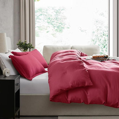 Nestl Burgundy Red Duvet Cover King Size - Soft Prewashed King Duvet Cover Set, 3 Piece, with Zipper Closure, 1 Duvet Cover 104x90 inches and 2 Pillow Shams