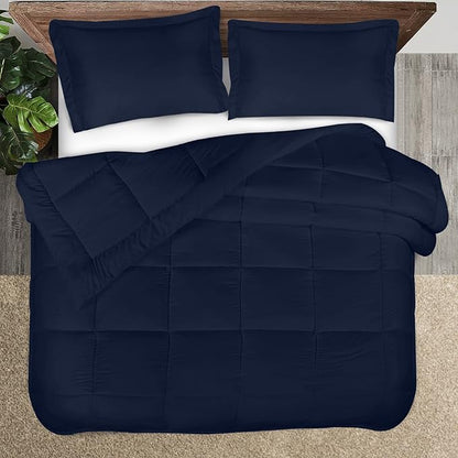 Utopia Bedding King Comforter Set Navy, Comforters King Size 3 Pieces Bedding Comforters Sets, Down Alternative Soft Bed Set, 1 Comforter (90 x 102 inches) 2 Pillow Shams (20 x 36 inches)